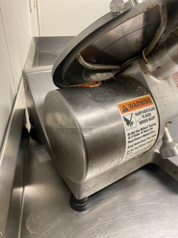 Chefmate Globe Commercial Countertop Deli/ Meat Slicer! All Stainless Steel! WORKING WHEN REMOVED! Model: GC512 SN: 544569 - Image 4 of 8