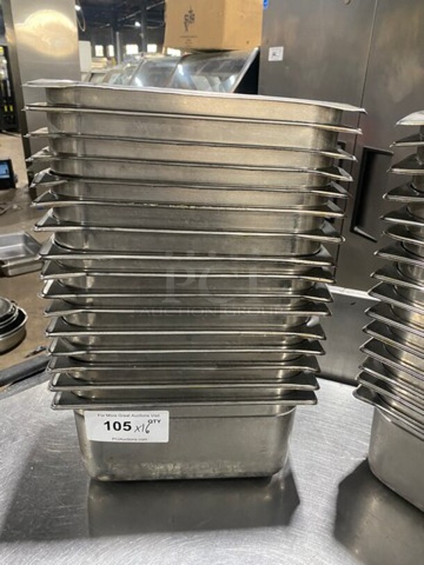 Commercial Steam Table/ Prep Table Food Pans! All Stainless Steel! 16x Your Bid!