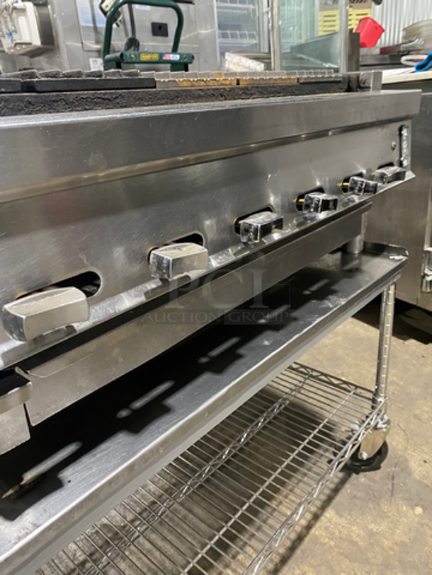 Montague Commercial Countertop Gas Powered Char Broiler Grill! On Legs! On Equipment Stand! With Storage Space Underneath! All Stainless Steel! On Casters! - Image 7 of 9