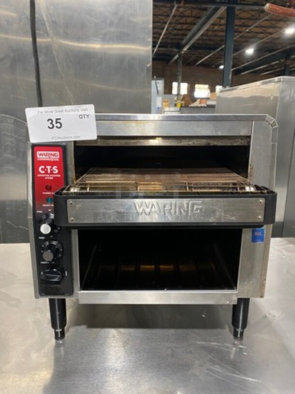LIKE NEW! LATE MODEL! 2021 Waring Commercial Countertop Conveyor Toaster Oven! All Stainless Steel! On Legs! Model: CTS1000B 120V 60HZ 1 Phase