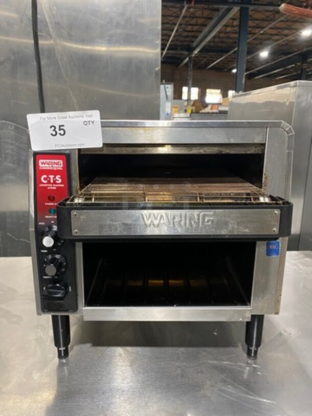 LIKE NEW! LATE MODEL! 2021 Waring Commercial Countertop Conveyor Toaster Oven! All Stainless Steel! On Legs! Model: CTS1000B 120V 60HZ 1 Phase - Image 1 of 8
