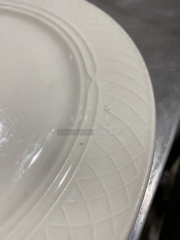 Homer Laughlin White Ceramic Plates! Includes Black Poly Crate! - Image 4 of 7