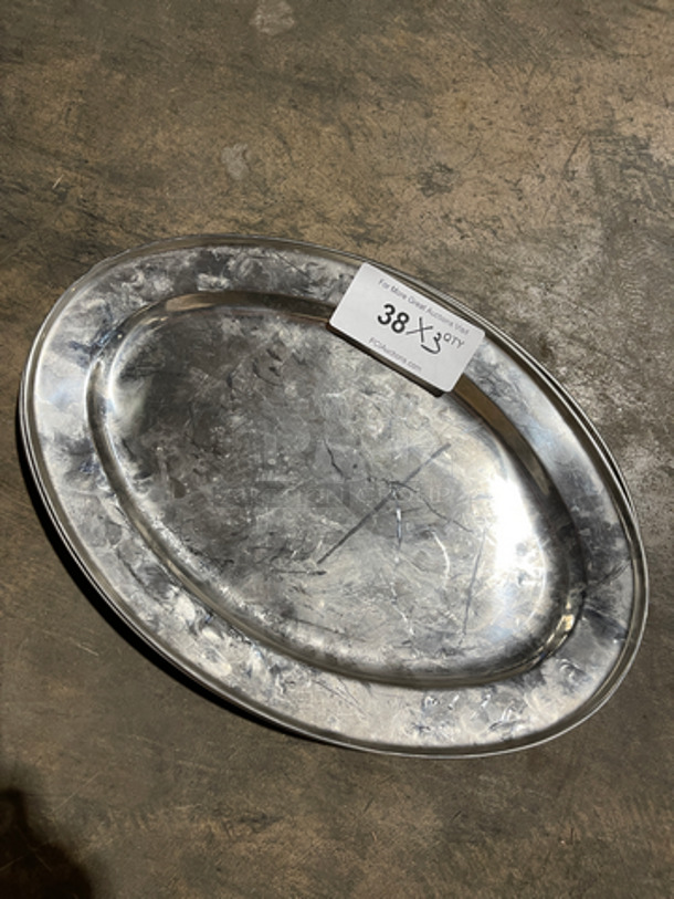 Stainless Steel Oval Shaped Serving Platters! 3x Your Bid!