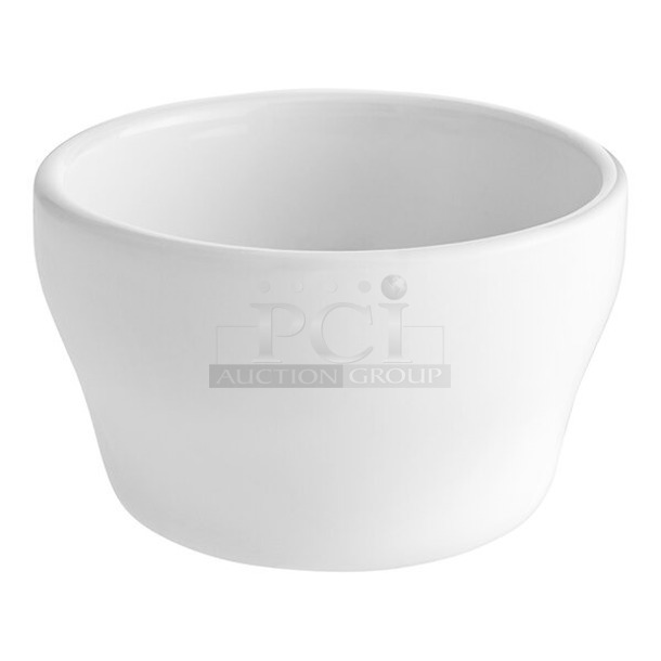 BRAND NEW SCRATCH & DENT! Acopa 7.25 oz. Bright White Rolled Edge Stoneware Bouillon Cup - 36/Case. 2 are broken. See Photos.  - Image 1 of 3