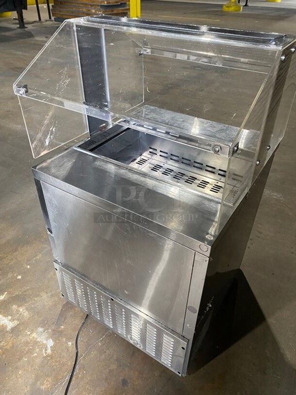 Turbo Air Commercial Refrigerated Salad Bar Island! Single Door Underneath Storage Space! All Stainless Steel! On Casters! Model: MST28N711S SN: H2KMS29G80757 - Image 4 of 8