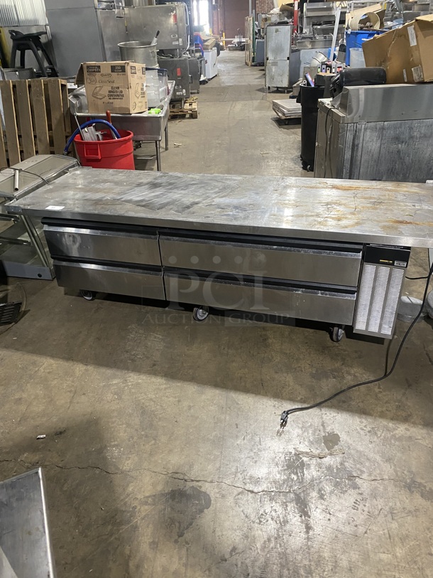 Silver King Refrigerated 4Large Drawer Chef Base! All Stainless Steel on Casters! Eletric Powered! Working When Removed! MODEL: SKRCB97H SN: SBBE103151A! - Image 1 of 9