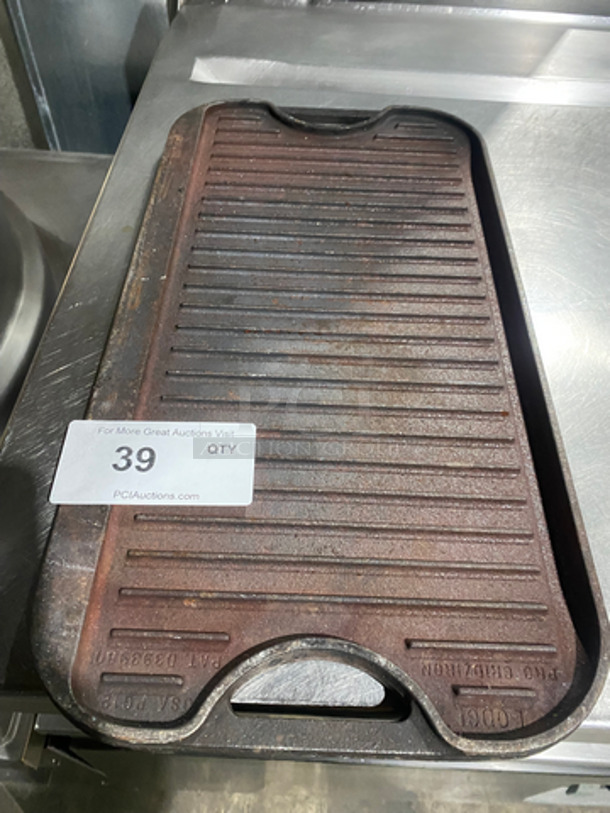 Panini/Sandwich Cast Iron Plate With Handles! Double Sided, Ribbed And Flat!