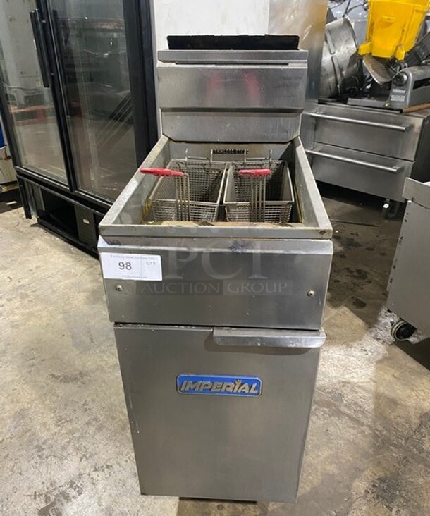 Imperial All Stainless Steel Fryer Gas Powered With Two Metal Fry Baskets! On Legs!