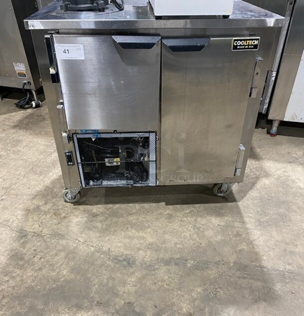 LATE MODEL! 2019 Cool Tech Commercial 2 Door Lowboy/ Worktop Cooler! Stainless Steel! On Casters! Model: CUST36LB SN: 025619 120V 60HZ 1 Phase