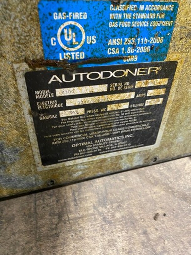 Auto Doner Commercial Countertop Natural Gas Powered Vertical Broiler Gyro Machine! All Stainless Steel! Model: G300 SN: 34295 - Image 9 of 11