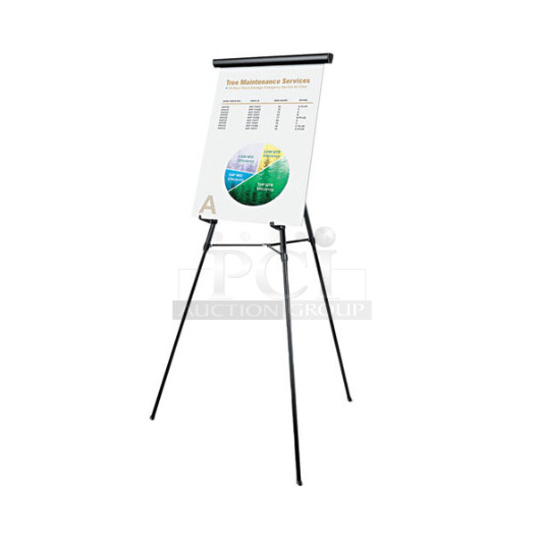 BRAND NEW SCRATCH & DENT! Universal UNV43150 34" to 64" Black Aluminum Adjustable 3-Leg Telescoping Easel with Pad Retainer - Image 1 of 1