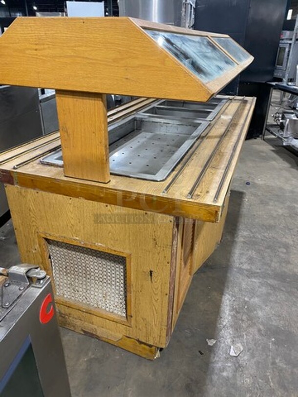 Atlas Metal Commercial Custom-Made Half Cold Pan Half Steam Table Food Serving Station! With Sneeze Guard! Stainless Steel With Wooden Outline! 208V 60HZ 1 Phase - Image 4 of 9