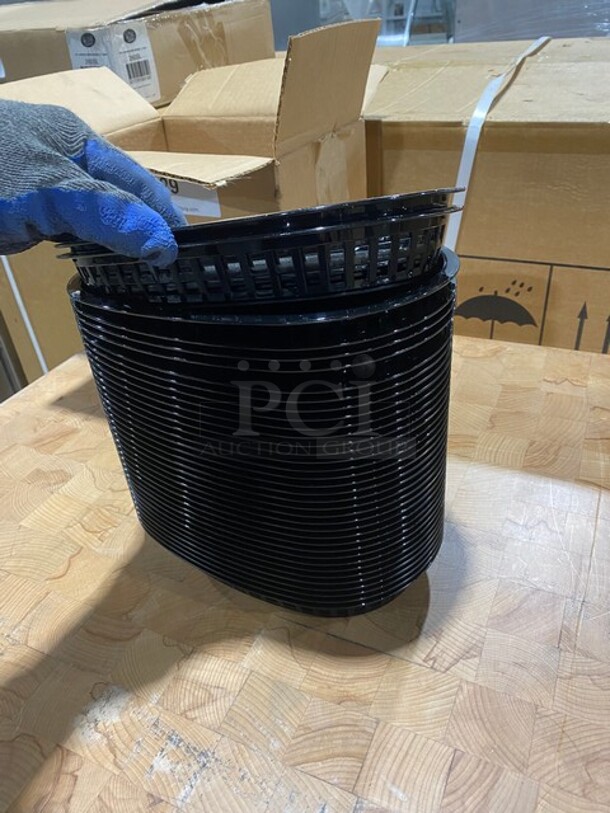 Nice! NEW IN BOX! Tablecraft Poly Black Oval Platter Baskets! MODEL 1076BK - Image 3 of 6