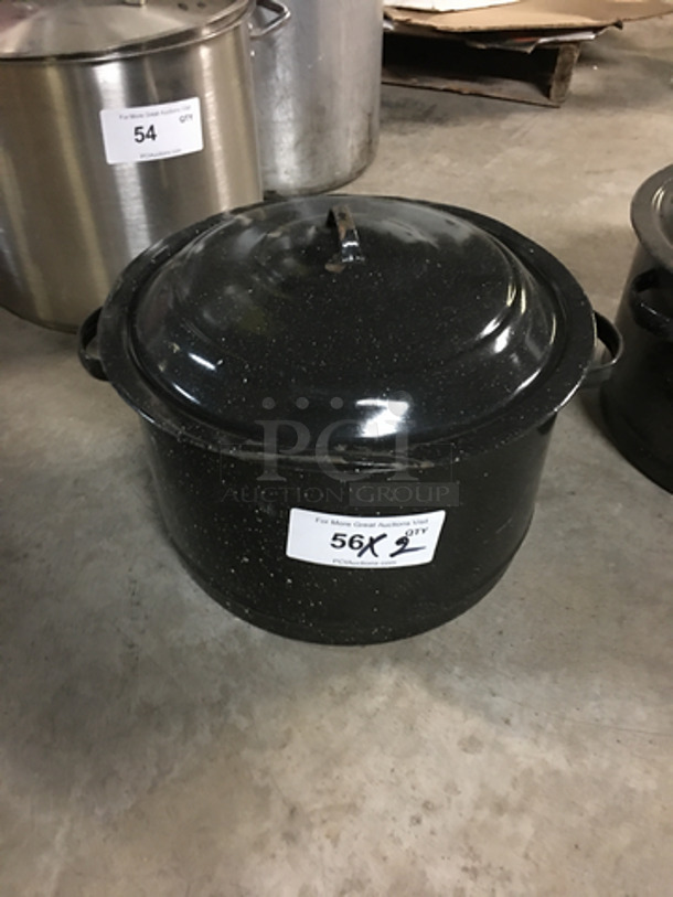 Black Coated Stock Pots! With Handles! With Lids! 2x Your Bid! - Image 2 of 5