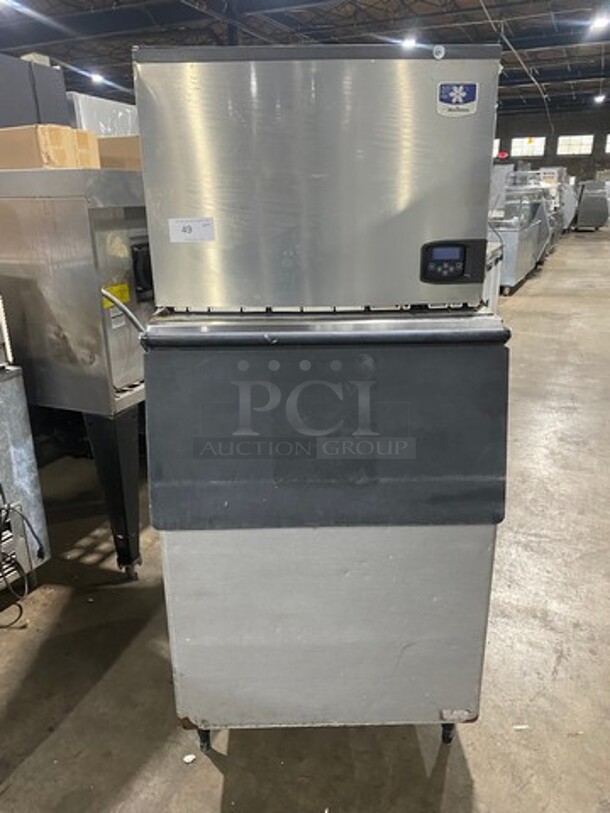 Manitowoc Commercial Ice Maker Machine! With Commercial Ice Bin! All Stainless Steel! On Legs! Model: ID0502A161D SN: 1120025579 115V 60HZ 1 Phase - Image 1 of 9