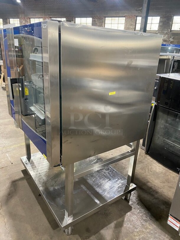 2015 Electrolux Air-O-Steam Electric Touch Line Combi Convection Oven! With View Through Door! Metal Oven Racks! With Open Underneath Storage Space! All Stainless Steel! On Legs! MODEL AOS102EKM1 SN:54810001 208V 3PH  - Image 4 of 11