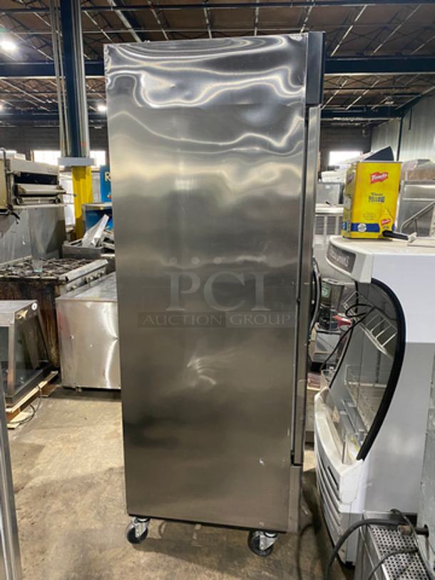 Master Bilt Commercial Single Door Reach In Refrigerator! With poly Coated Racks! Solid Stainless Steel! On Casters! Model: R23S SN: 14040084! Not Tested!  115V 60HZ 1 Phase - Image 3 of 9