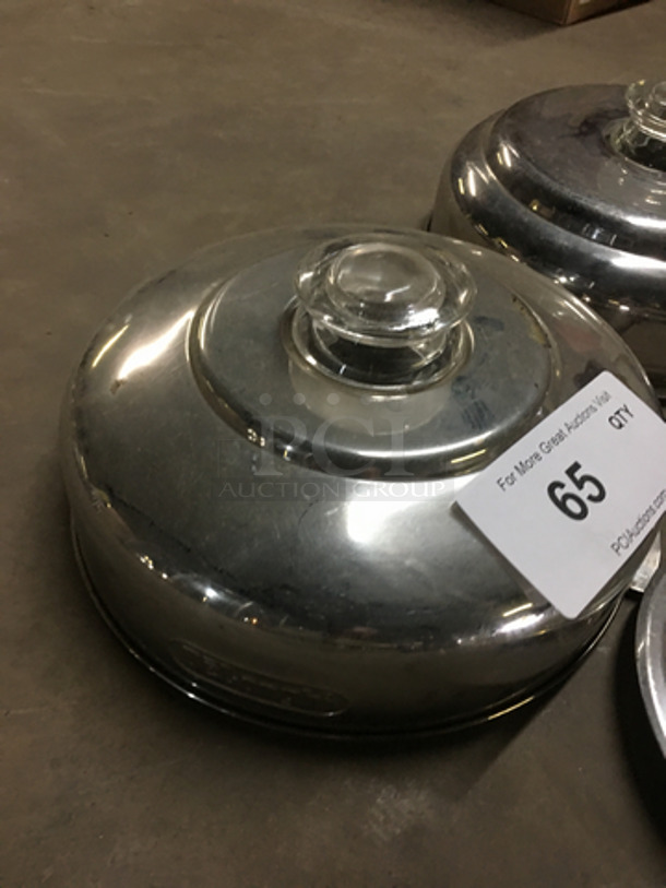 Stainless Steel Round Steamtable Pan Lids! 2 With Slots! 2 With Knob Handles! 4x Your Bid! - Image 2 of 4
