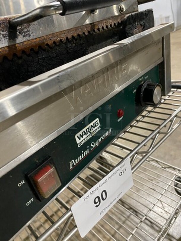 Waring Commercial Countertop Panini/Sandwich Supremo Grill! All Stainless Steel! Press With Ribbed Surface! Model: WPG250 120V - Image 7 of 8