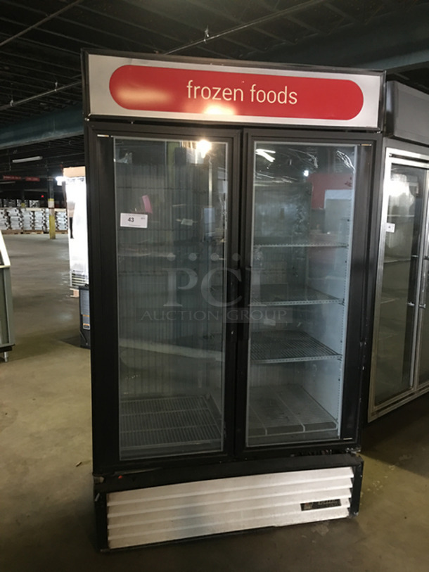 True Commercial Refrigerated 2 Door Reach In Display Case Merchandiser! With View Through Doors! With Poly Coated Racks! Model: GDM43F SN: 14429891 115/208/230V 60HZ 1 Phase