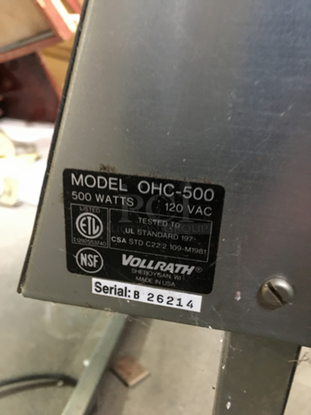 Vollrath Countertop Food Warmer Heat Lamp Stand! All Stainless Steel! Model: OHC-500 SN: B26214 120V - Image 4 of 6