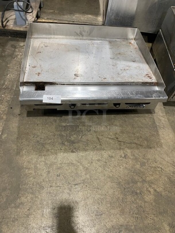 Imperial Commercial Countertop Natural Gas Powered Flat Top Griddle! With Back And Side Splashes! All Stainless Steel! On Small Legs! - Image 1 of 7