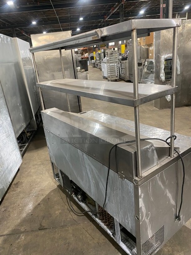 NICE! Turbo Air Commercial Mega Top Sandwich/Salad Prep Table! With 2 Door Refrigerated Base! With 2 Overhead Shelves! All Stainless Steel! With Metal Racks! On Casters! 115V! Model: TST-60SD! - Image 4 of 11