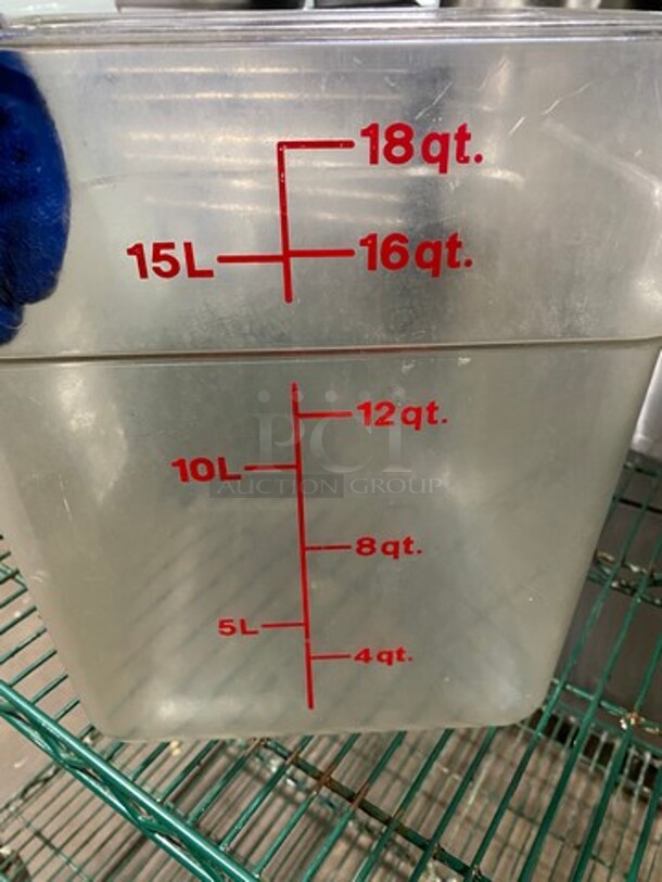Cambro 18Qt And 12Qt Clear Poly Food Containers! 4x Your Bid! - Image 7 of 8
