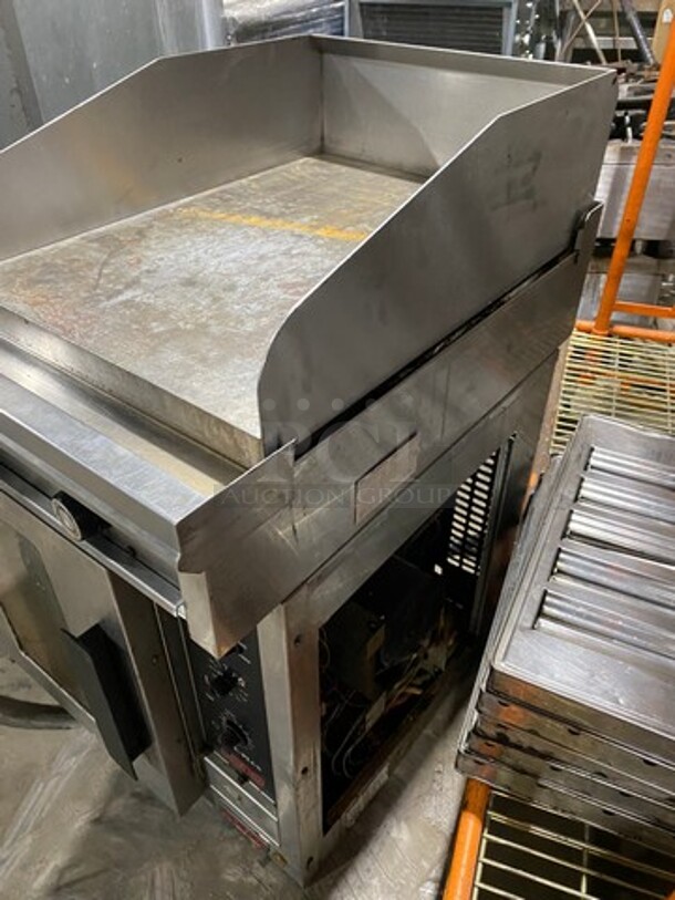 WOW! Lang Commercial Electric Powered 2 Burner Stove With Right Side Flat Griddle! Griddle Has Back And Side Splashes! With Oven Underneath! Metal Oven Racks! All Stainless Steel! Model: RT30G208VCF SN: RT300609A0029 208V 60HZ 3 Phase - Image 3 of 12