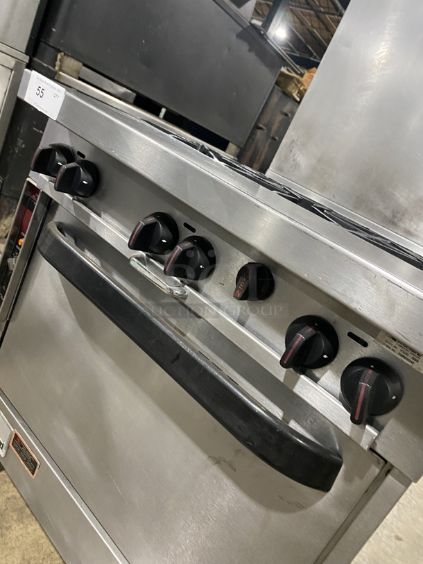 Southbend Heavy Duty Commercial Natural Gas Powered 6 Burner Stove! With Raised Back Splash! With Oven Underneath! All Stainless Steel! On Casters! Model: P32D-BBB SN: 05M09248! Working When Removed!  - Image 8 of 12