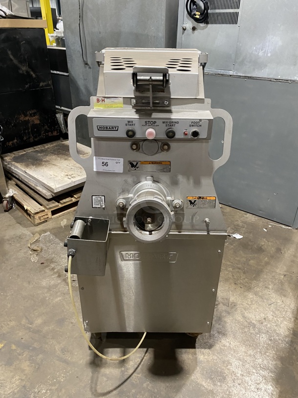 Hobart MG2032 Metal Commercial Floor Style Electric Powered Meat Mixer/Grinder w/ Foot Pedal on Commercial Casters! 3 Phase. MODEL:MG2032 SN:31-1433!
 - Image 1 of 10