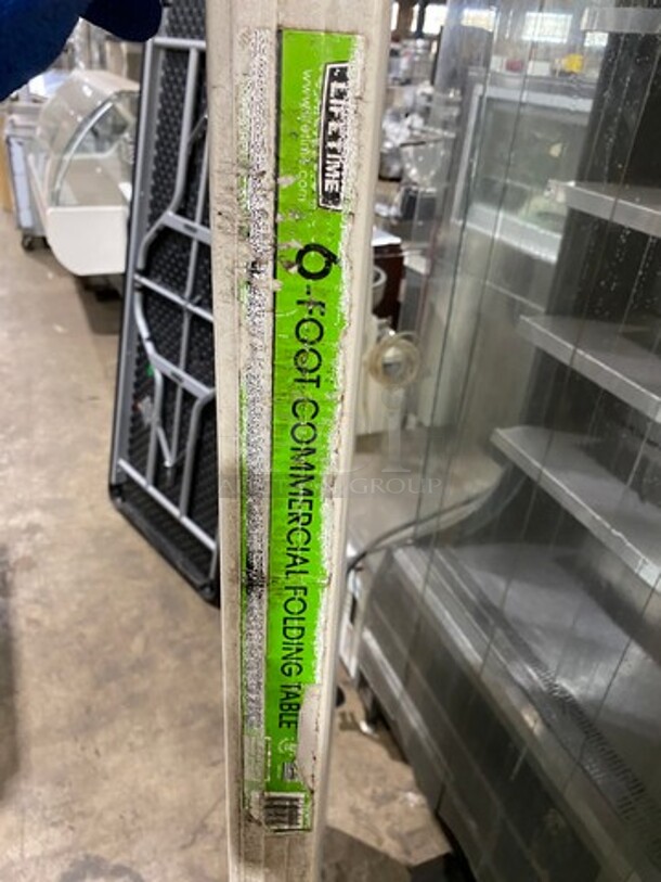 Life Time White Rectangular Folding Table! With Foldable Metal Legs! - Image 4 of 4