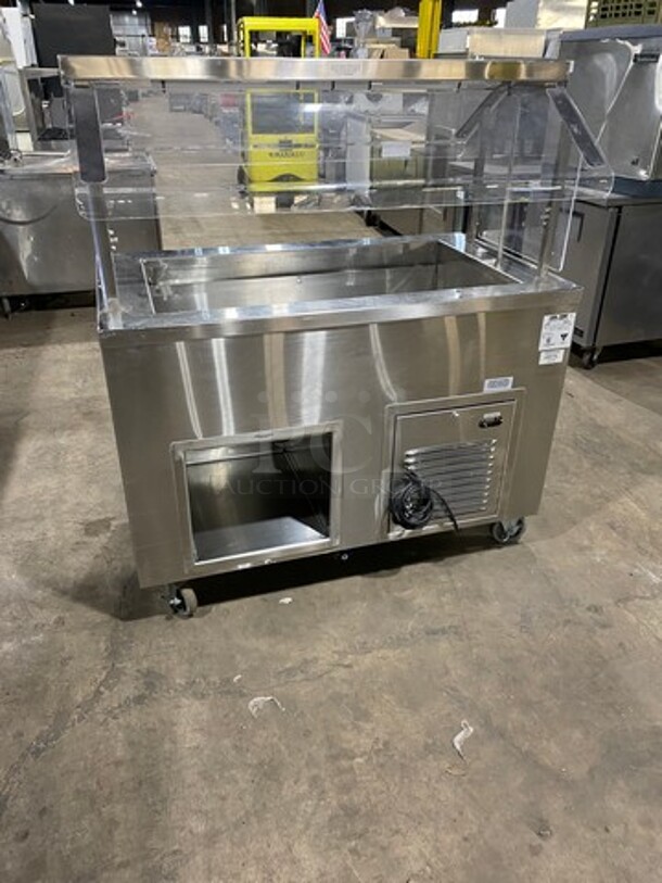 Low Temp Commercial Refrigerated Food Serving Station Counter/ Cold Pan! With Sneeze Guard! Stainless Steel Body! On Casters! Model: 50CFMX SN: L10C33214L 120V 60HZ 1 Phase - Image 3 of 10