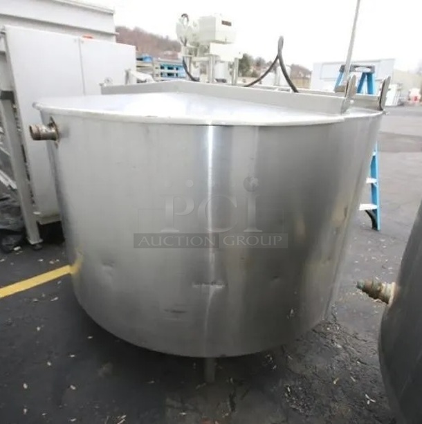 Chester-Jensen Batch Stainless Steel Commercial Floor Style 500 Gallon Jacketed Mix Tank w/ Hinge Lid.  - Image 3 of 11