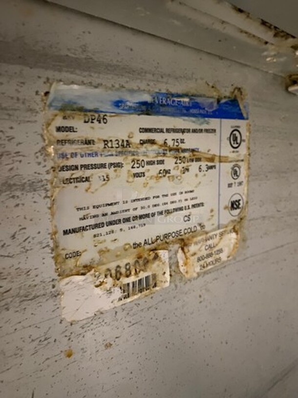 Beverage Air Commercial Refrigerated Pizza Prep Table! With Single Door Underneath Storage Space! All Stainless Steel! On Casters! Model: DP46 115V 60HZ 1 Phase - Image 7 of 8