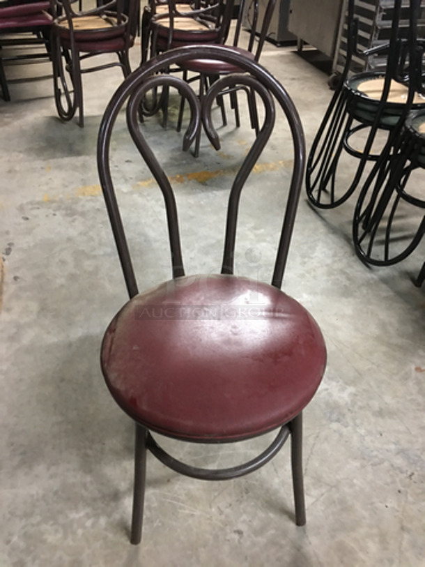Red Patted Round Chairs! With Black Metal Body! 6x Your Bid! - Image 2 of 6