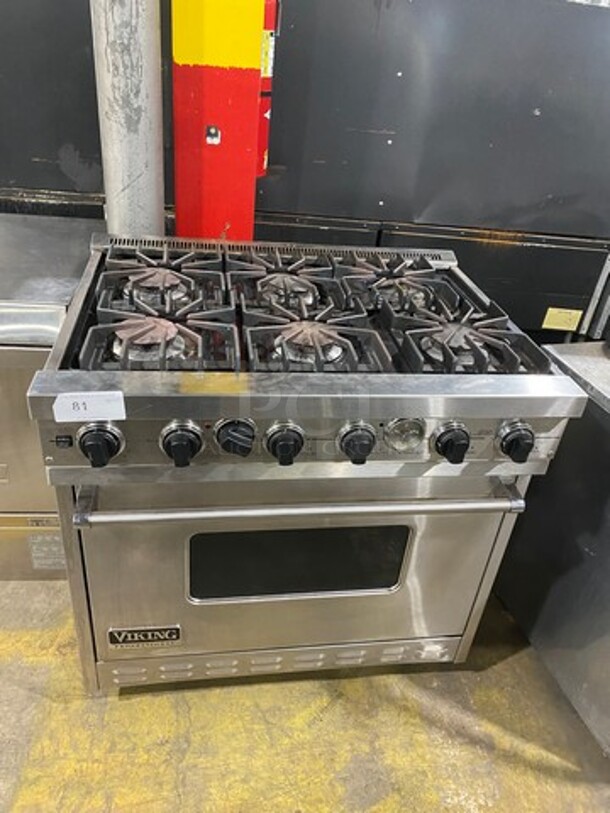 Viking Commercial Natural Gas Powered 6 Burner Stove! With Oven Underneath! All Stainless Steel!