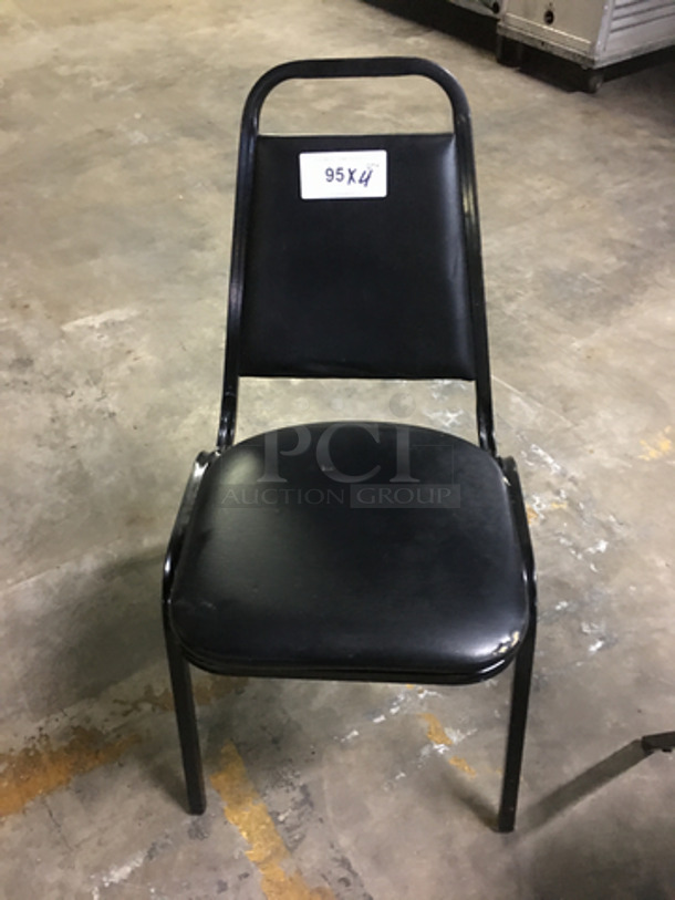 All Black Patted Square Chairs! With Metal Body! 4x Your Bid! - Image 2 of 6