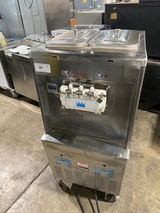 COOL! Taylor Commercial 3 Handle Soft Serve Ice Cream Machine! All Stainless Steel! On Casters! Model: 33933 SN: H4041608 208/230V 60HZ 3 Phase - Item #1096655