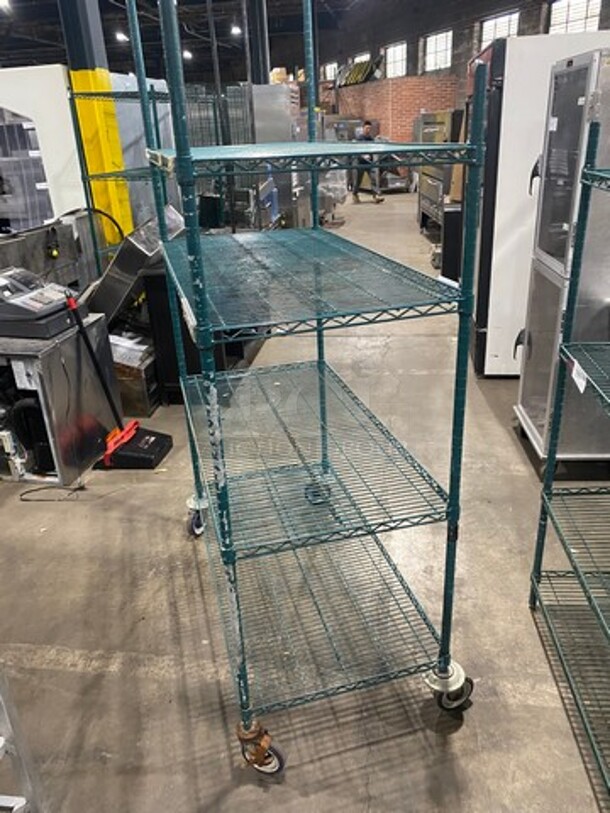 Metro Green Poly Coated 4 Tier Shelf! On Casters! BUYER MUST DISMANTLE! PCI CANNOT DISMANTLE FOR SHIPPING! PLEASE CONSIDER FREIGHT CHARGES! - Image 3 of 7