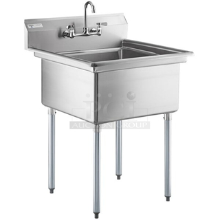 BRAND NEW SCRATCH & DENT! Steelton 522CS124FW 30" 18-Gauge Stainless Steel One Compartment Commercial Sink with Faucet - 24" x 24" x 12" Bowl. 30x29-1/2x43-3/4
