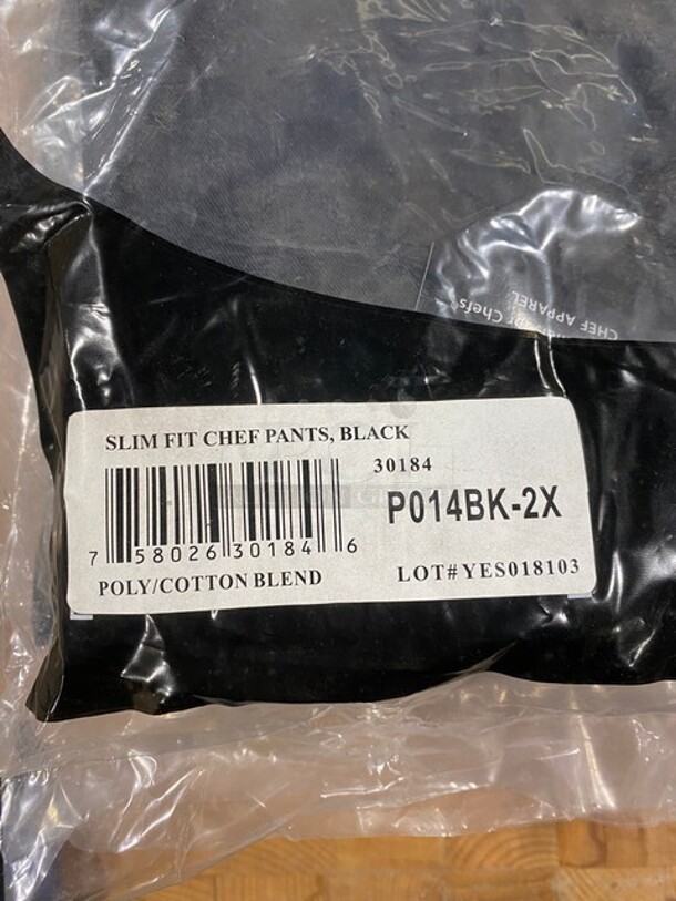 NEW! Chef Revival Slim Fit Chef Pants Black! Size 2X! 6x Your Bid! - Image 2 of 4