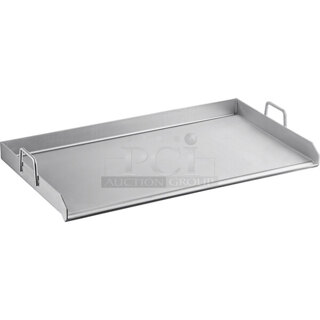 BRAND NEW SCRATCH & DENT! Backyard Pro 30" x 16" Stainless Steel Griddle Plate with 2 1/4" Splash Guard and Handles. Minor Damage To Packaging