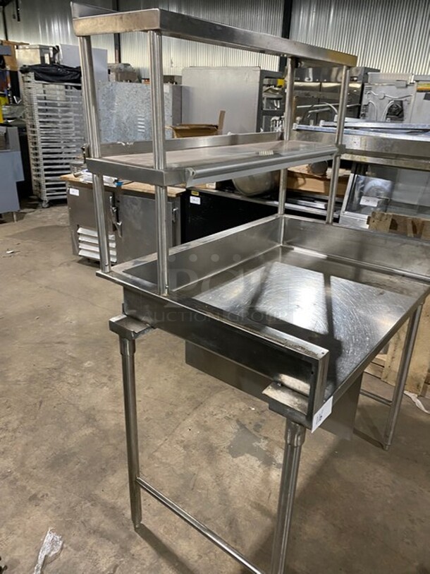Stainless Steel Worktable With Back Splash And With Double Overhead Shelf! - Image 2 of 7