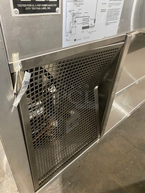 OUT OF THE BOX! NEVER USED! Bayonne Commerical 5 Bay Cold Pan/Cold Food Buffet Counter! With Folding Serving Counter! With 2 Shelf Storage Underneath! All Stainless Steel! On Legs! Model: CPM72 SN: 7195 120V 60HZ 1 Phase - Image 9 of 10