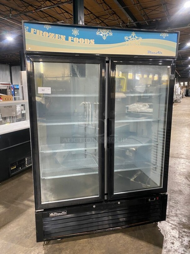 Blue Air Commercial Double Glass Door Reach In Freezer Merchandiser! With Poly Coated Racks! On Casters! 115V 1 Phase! Model: BKGF49 SN: KGF49W-R06-0038! - Image 1 of 8