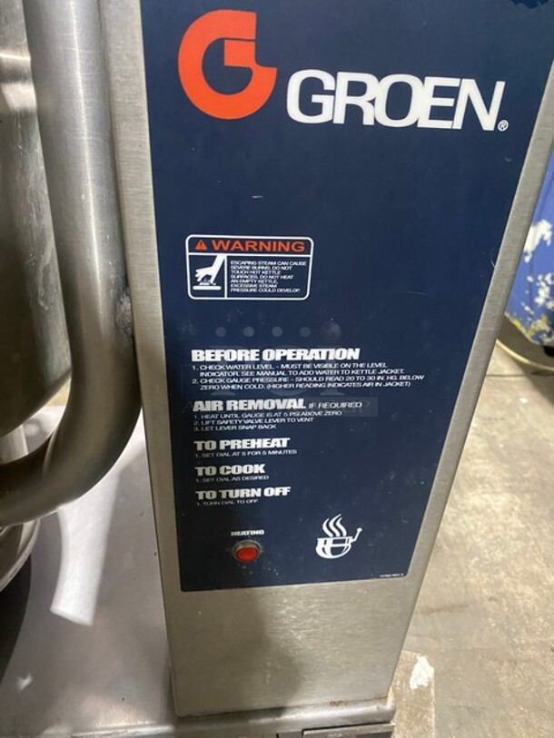 Groen Stainless Steel Commercial Countertop 20 Quart Steam Tilting Kettle! MODEL TDB40 SN:83273 208V 3PH - Image 6 of 9