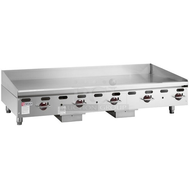 BRAND NEW SCRATCH & DENT! Wolf by Vulcan AGM60-NAT Natural Gas 60" Heavy-Duty Gas Countertop Griddle with Manual Controls - 135,000 BTU. Unit has surface rust and very minor denting.  - Image 1 of 4