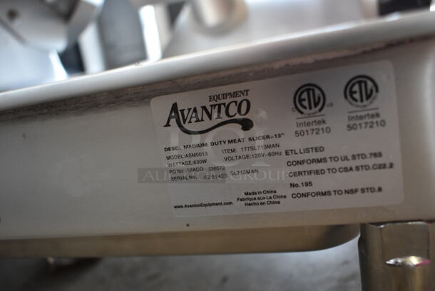 BRAND NEW SCRATCH AND DENT! Avantco 177SL713MAN Stainless Steel Commercial Countertop Medium Duty Meat Slicer. 120 Volts, 1 Phase. Tested and Working! - Image 7 of 7