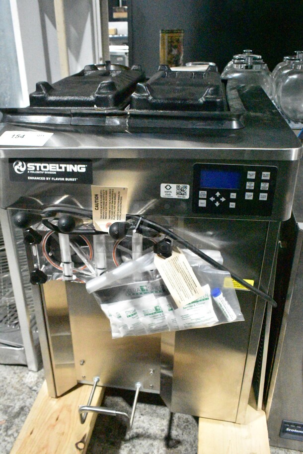 BRAND NEW SCRATCH AND DENT! 2024 Stoelting F131-38I2-SAMS Stainless Steel Commercial Air Cooled Countertop 2 Flavor w/ Twist Soft Serve Ice Cream Machine. 208-240 Volts, 1 Phase. - Image 2 of 7